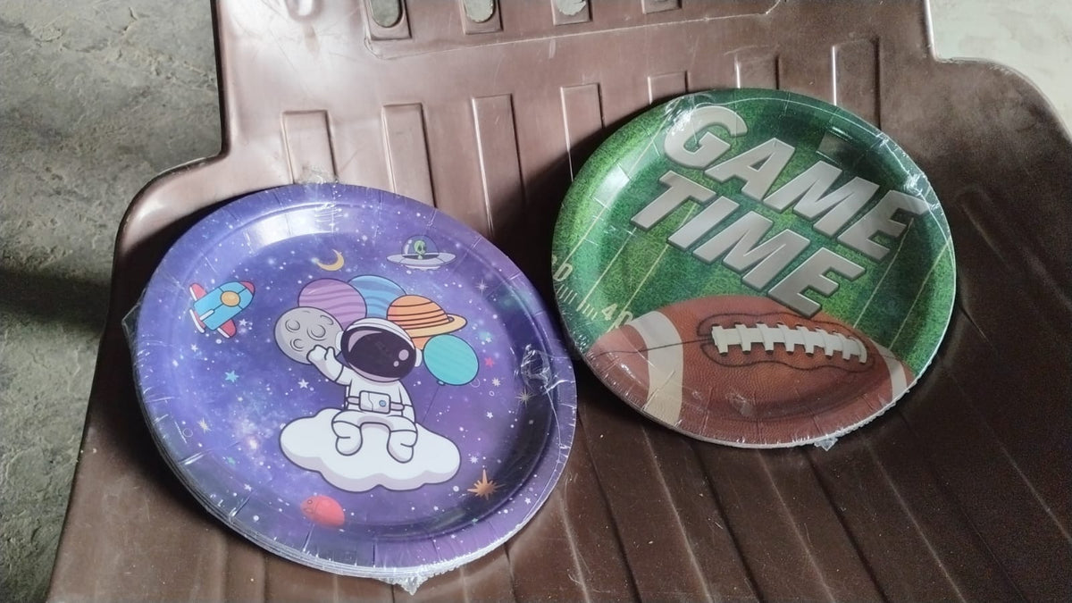 Round Plates Disposable Paper Plates Happy Birthday Gift (10 Pcs Set Mix Design)
