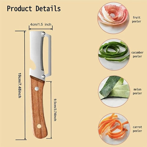 Zero Snag Wooden Peeler for Kitchen Tool,Premium 2-in-1 Multifunctional Fruit & Vegetable Peeler -  Pack of 1