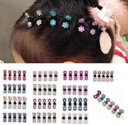 multicolor trending Girls Small Crystal Flowers Metal Hair Claws, Pack of 24pcs