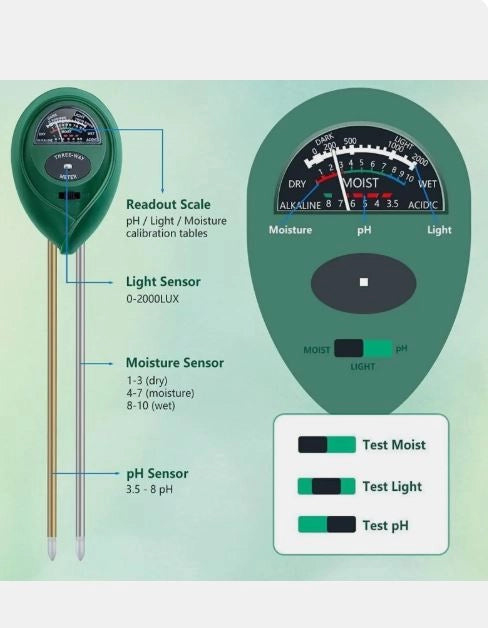 3-in-1 Solar Soil Tester (Pack of 2)