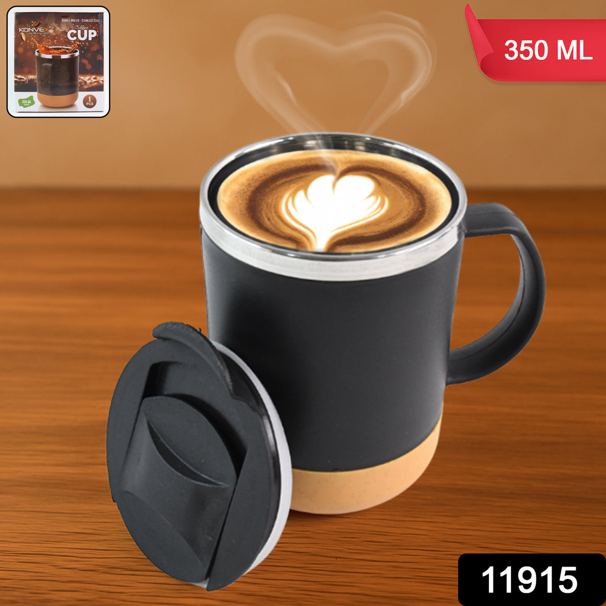 Insulated Coffee Mug With Spill-proof Lid (Approx 350ml  1 Pc)